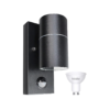 Extrastar Outdoor PIR Sensor Down Wall light Black IP44 (GU10 6W included)