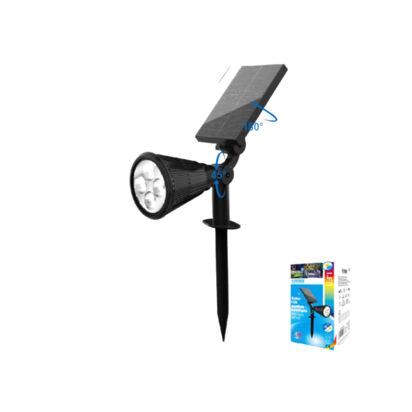 0.5W Solar LED Garden Spotlight with Light Sensor IP44, RGB